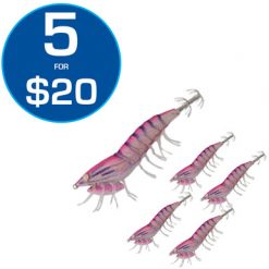 Squid Jigs Ecooda Live Prawn Squid Jag Pink Glow 3.0 5 For $20.00! **CLEARANCE**